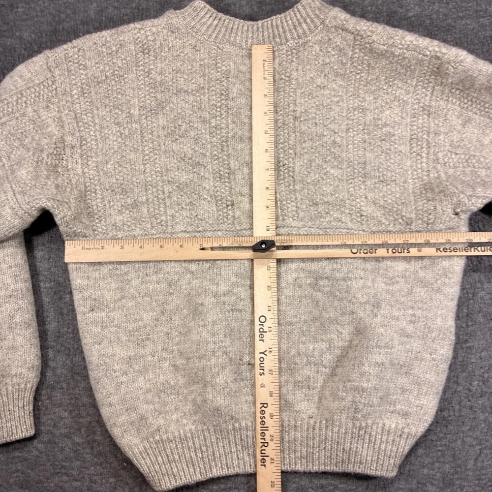 Vintage L.L. Bean Henley Fisherman Sweater Mens L Gray Wool Scotland Distressed